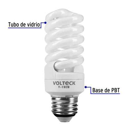 Pack de 4 lámparas espiral mini T2 15 W luz de día, en caja | F-15EMX4 | 48509