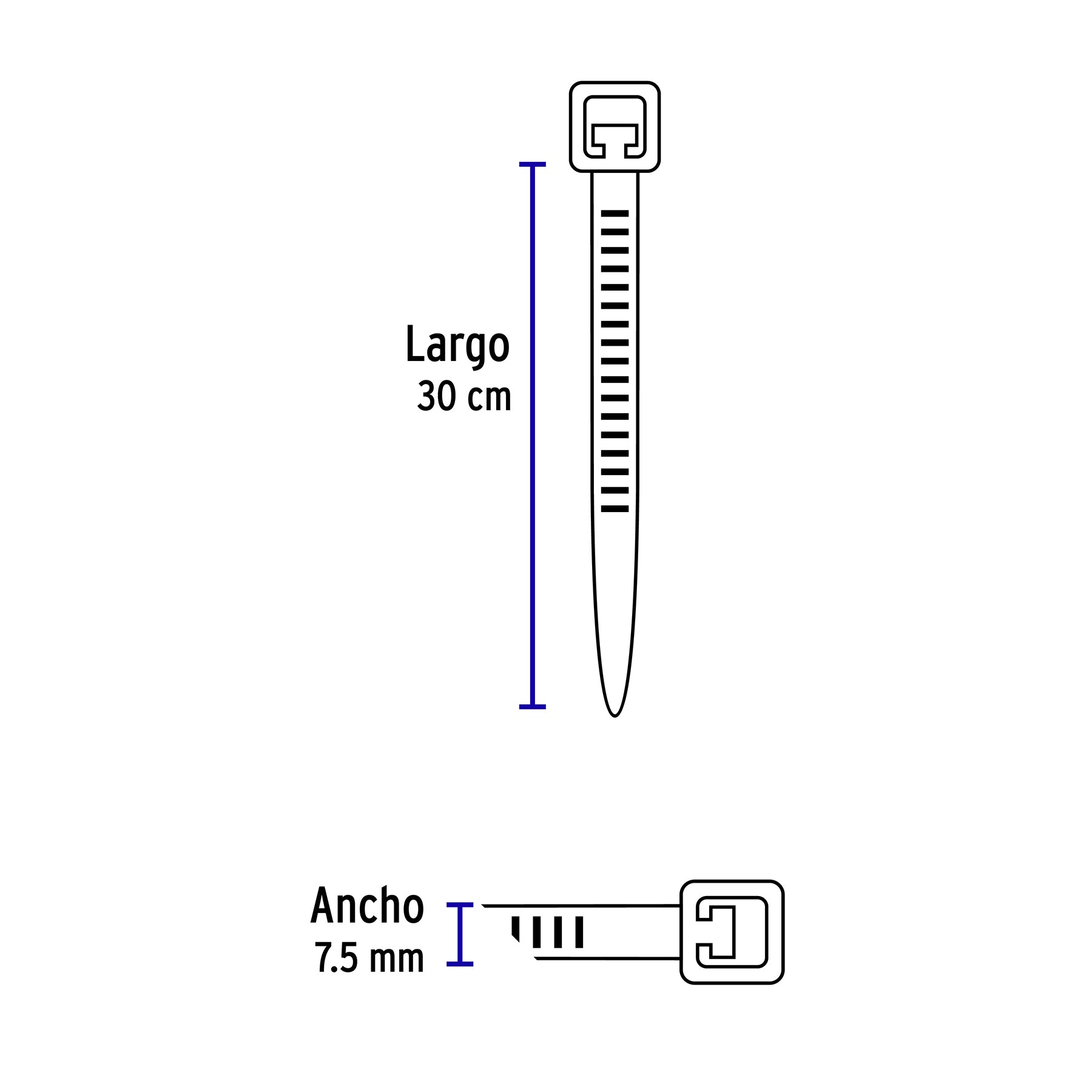 Bolsa c/10 cinchos plásticos 120 lb, 300 x 7.5 mm, naturales | CIN-12030 | 48982