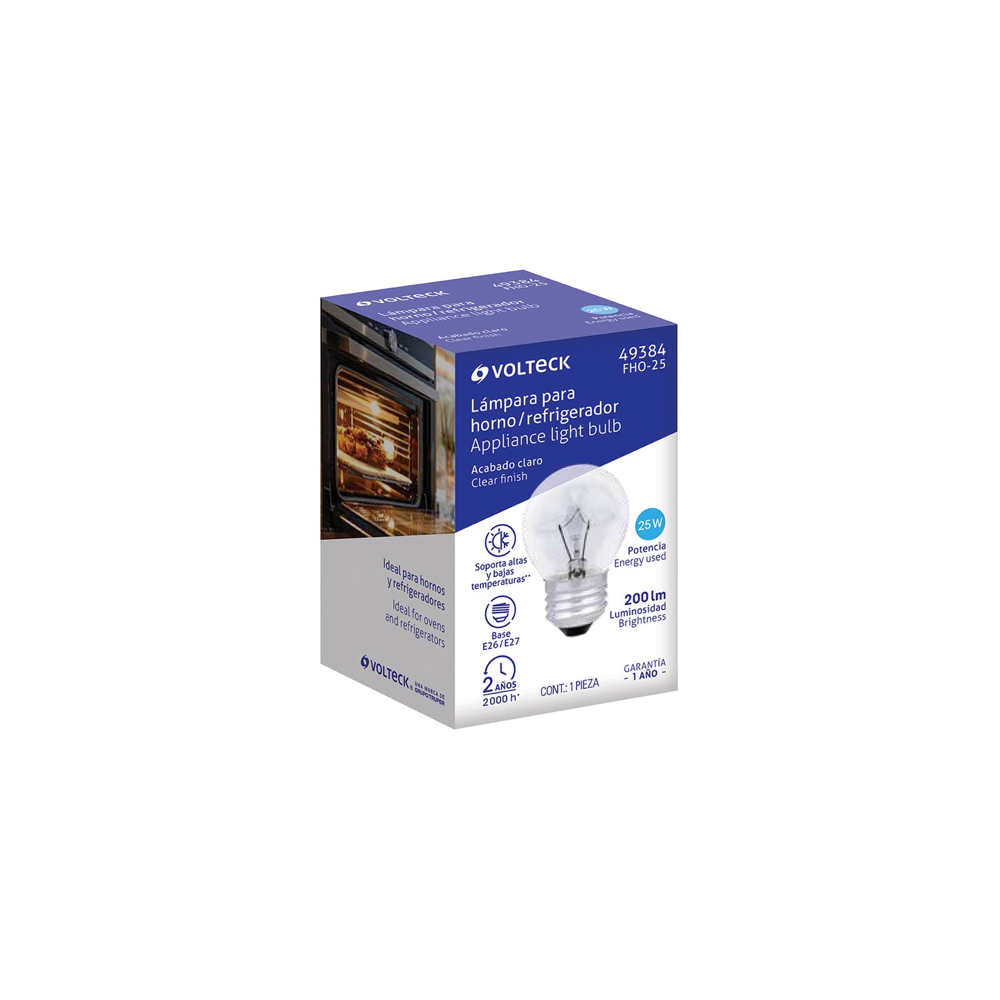 Foco incandescente 25W para horno/refrigerador, transparente | FHO-25 | 49384
