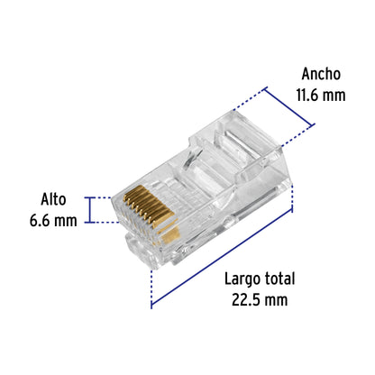 Plug RJ45 CAT5E, Bolsa con 20 piezas, VOLTECK | CBR-5P | 49406