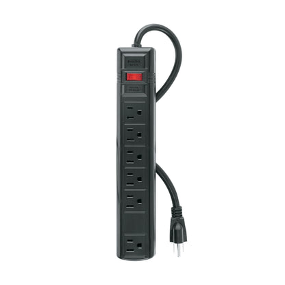 Multicontacto uso rudo 6 entradas sup. de picos 270 J, negro | MUL-627N | 49525