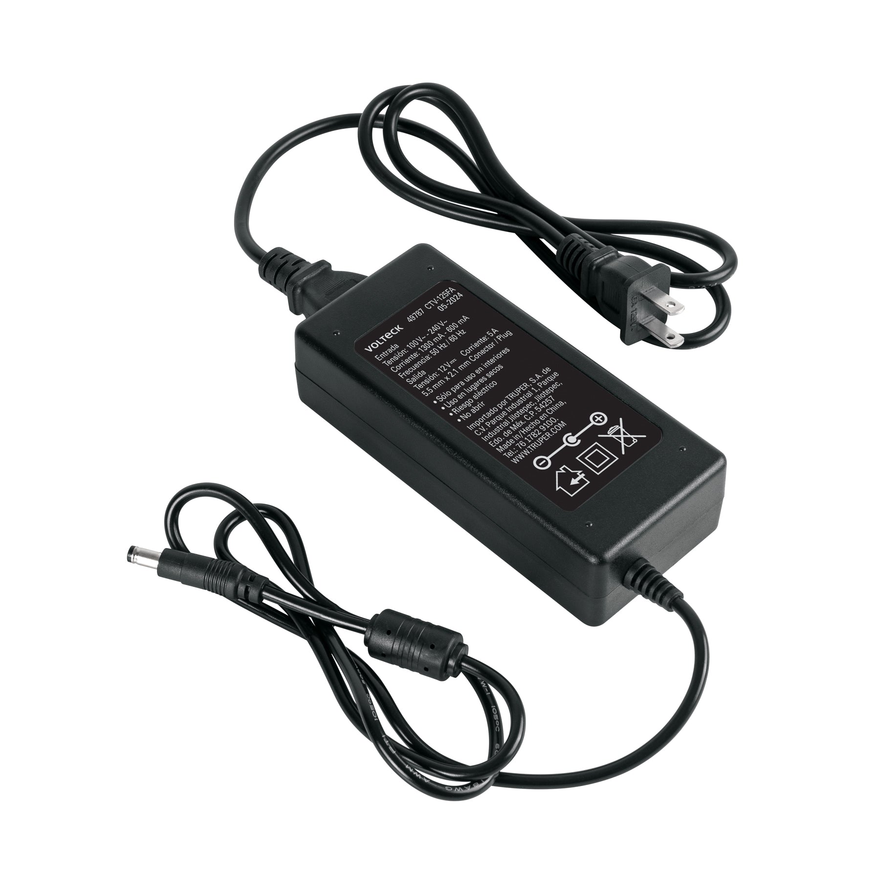 Fuente de Alimentación 12V 5A para CCTV, Volteck | CTV-125FA | 49787