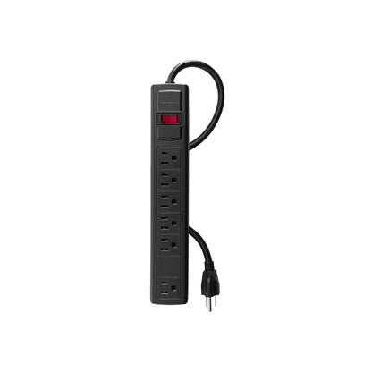 Multicontacto 16 AWG doméstico con 6 entradas, negro Volteck | MUL-6N | 49859