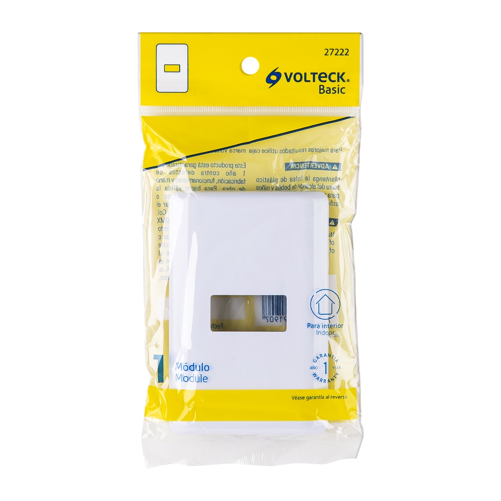 PPSE-B | Placa 1 módulo de ABS, blanca, Volteck Basic
