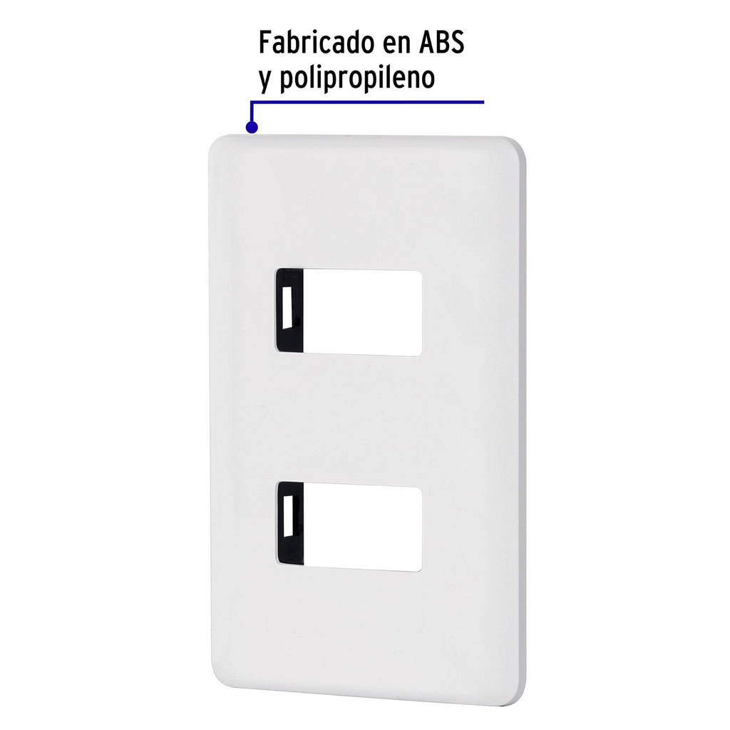 PPDO-B | Placa 2 módulos de ABS, blanca, Volteck Basic