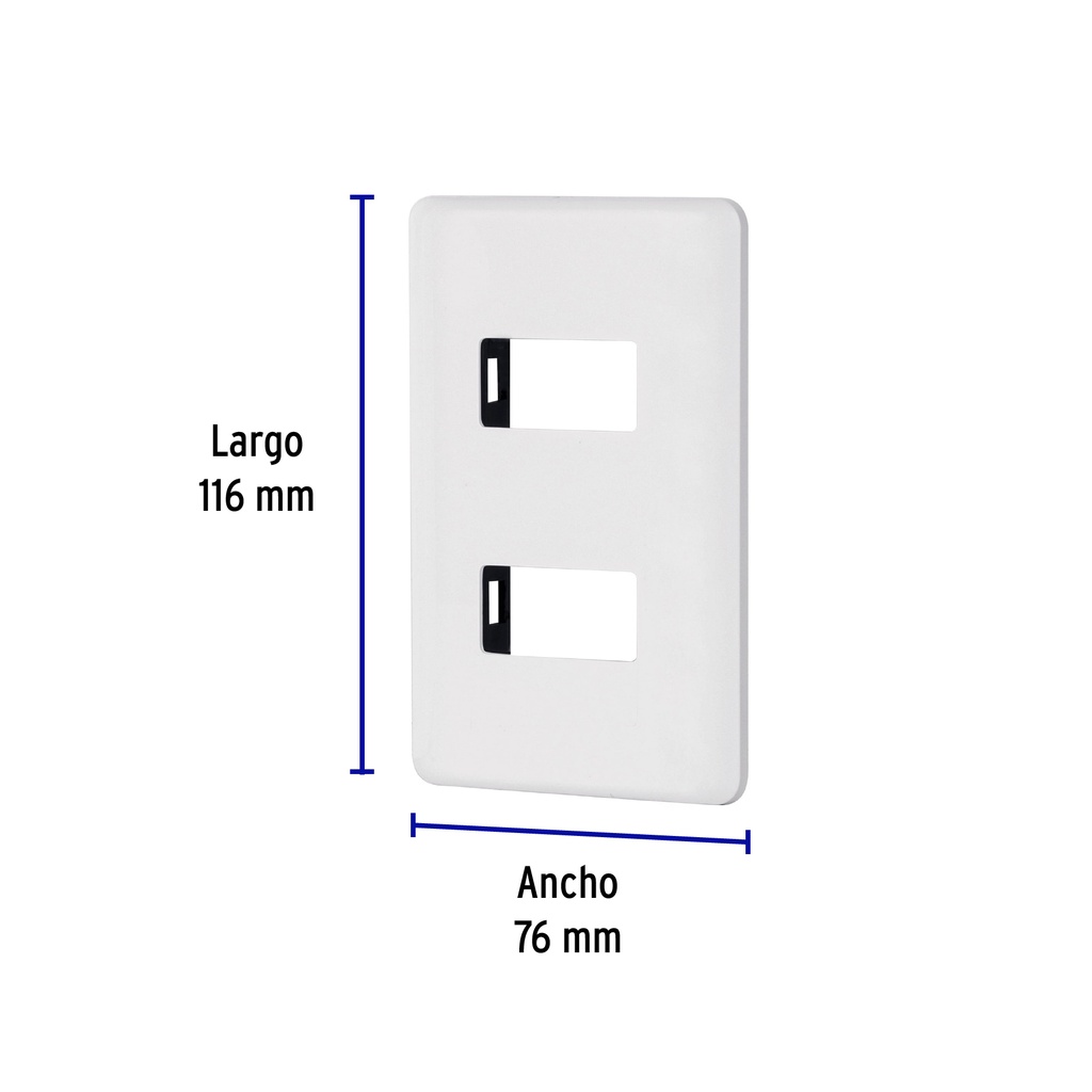 PPDO-B | Placa 2 módulos de ABS, blanca, Volteck Basic