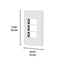 PPTR-B | Placa 3 módulos de ABS, blanca, Volteck Basic