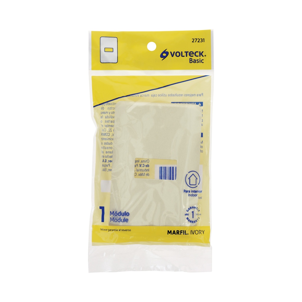 PPSE-BI | Placa 1 módulo, marfil, línea Volteck Basic