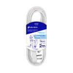 ED-2B | Extensión eléctrica doméstica 2 m blanca con clavija plana