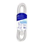ED-8B | Extensión eléctrica doméstica 8 m blanca con clavija plana