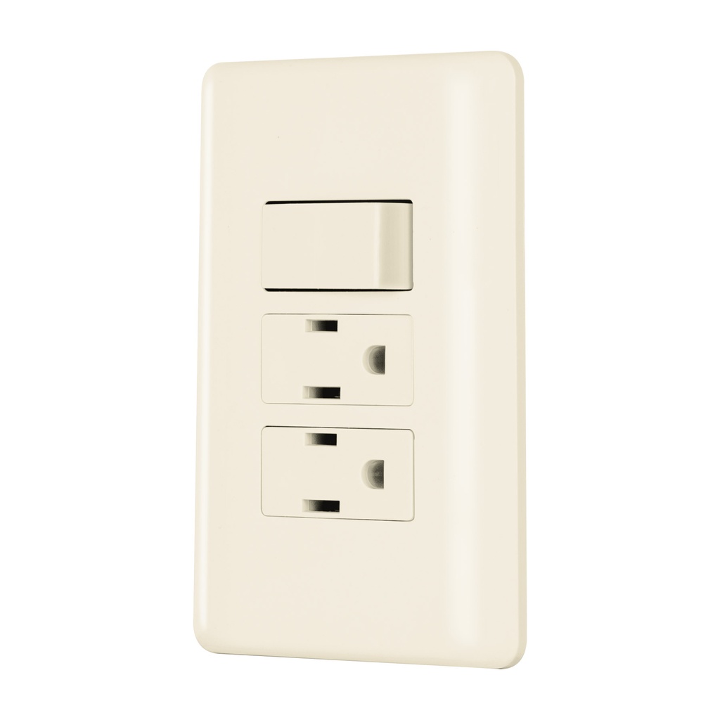 PA-APCO-B3I | Placa armada interruptor y 2 contactos, marfil, Basic