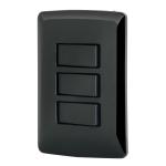 PA-APTR-EIN | Placa armada 2 interruptores 1 escalera negro,línea Italiana
