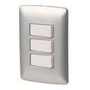 PA-APTR-EIP | Placa armada 2 interruptores 1escalera, plata,línea Italiana