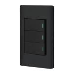 PA-APTR-LN | Placa armada negra 3 interruptores 1 módulo, Lisboa, Volteck