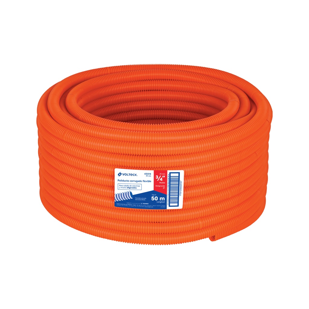 PF-3/4 | Metro de poliducto 3/4' corrugado flex. s/guía, rollo 50 m