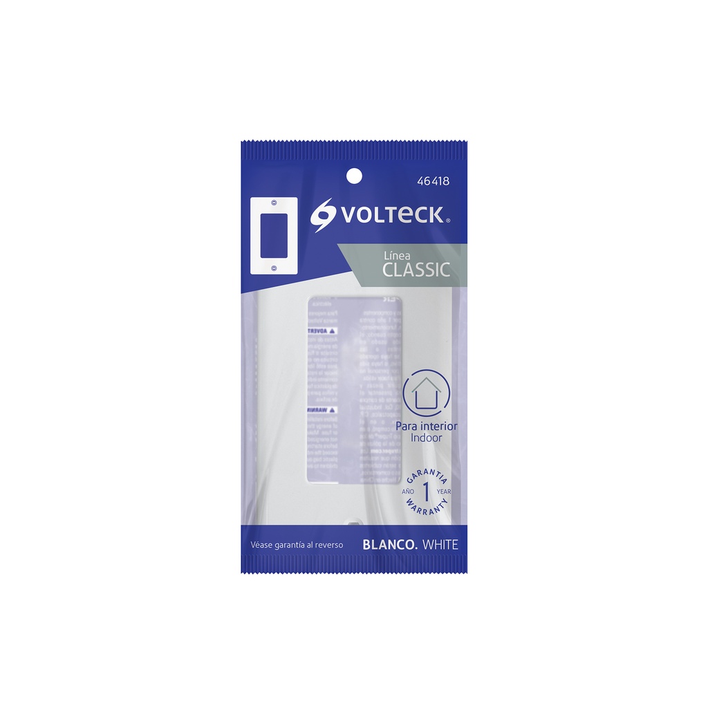 PPSE-CL | Placa 1 ventana, de policarbonato, línea Classic, Volteck