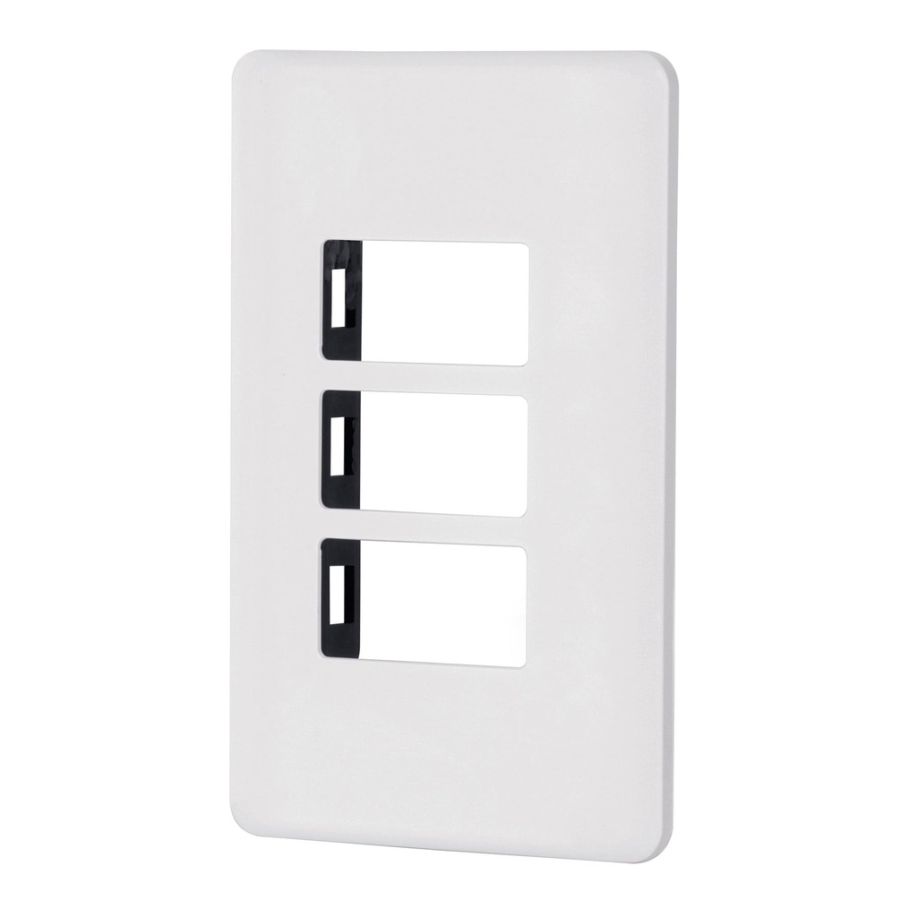 PPTR-B | Placa 3 módulos de ABS, blanca, Volteck Basic