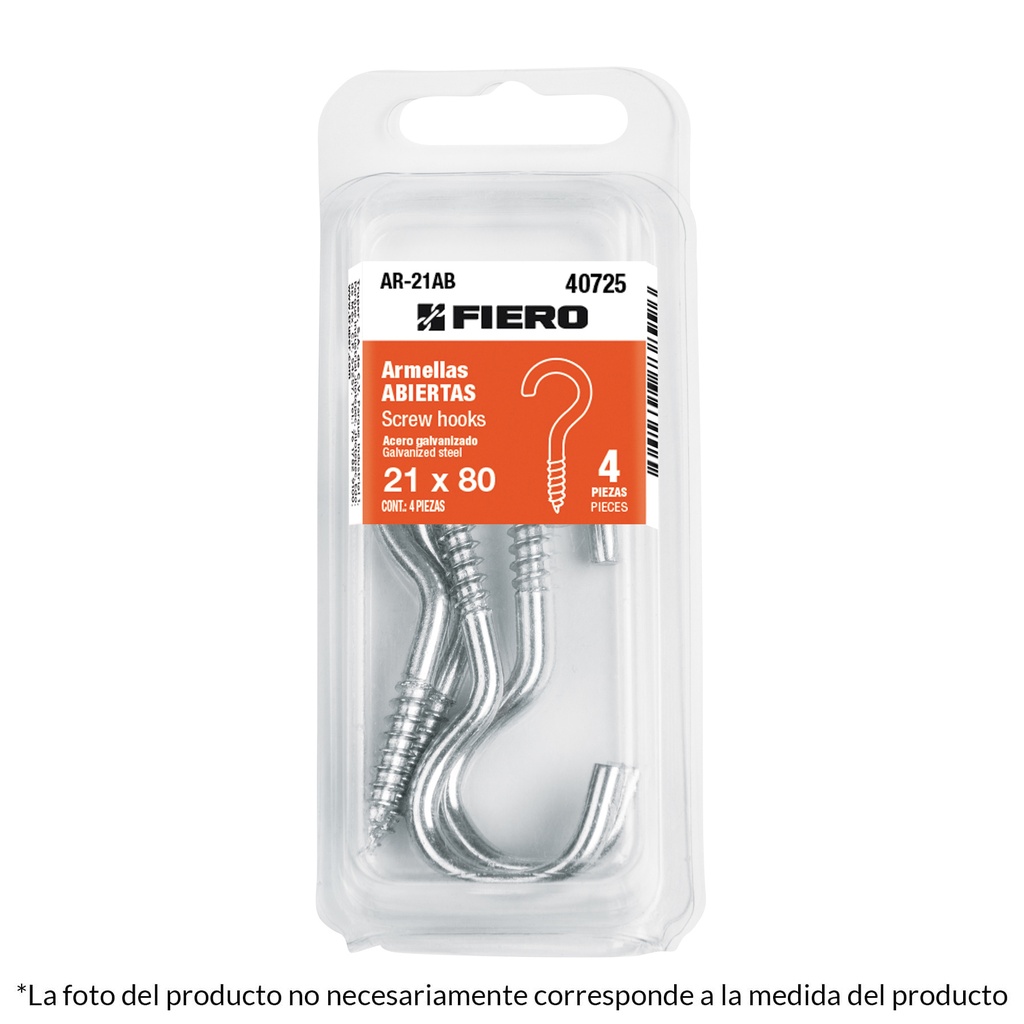 AR-19AB | Blíster con 8 armellas abiertas de 19 x 60, Fiero
