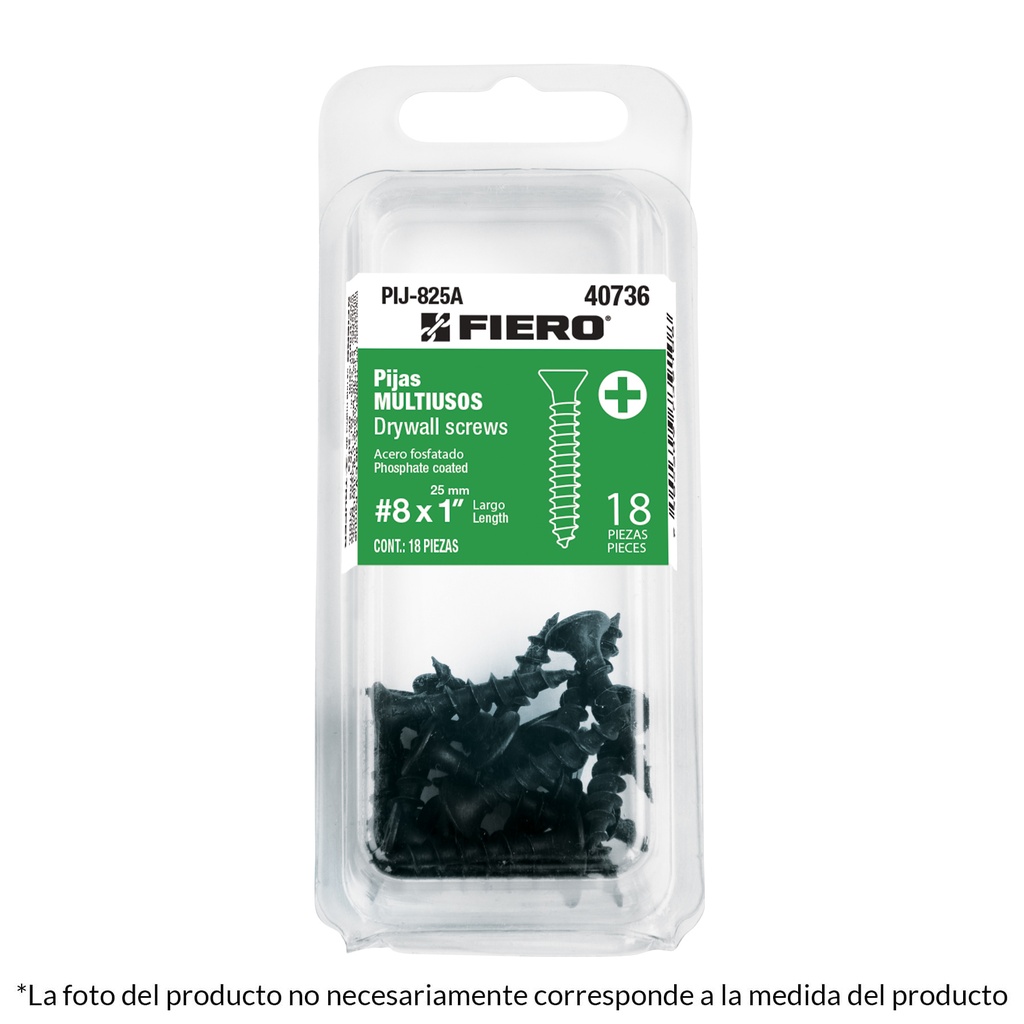 PIJ-850A | Blíster con 10 pijas multiusos, #8 x 2' , Fiero