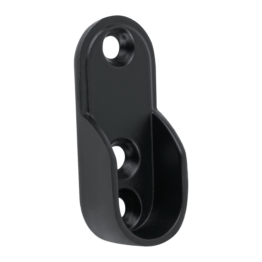 BTO-5N | Brida negra para tubo ovalado de closet, Hermex