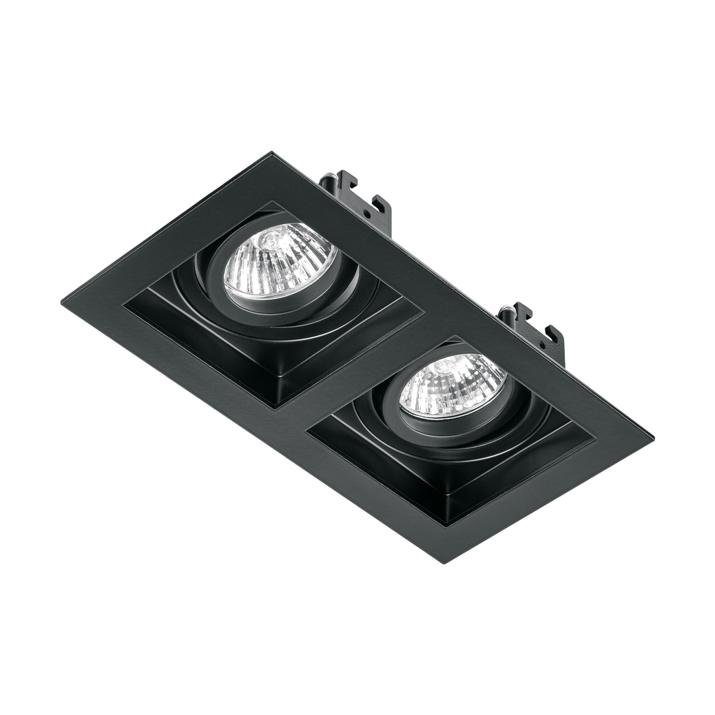 EMP-721S | Luminario empotrable con 2 spots dirigibles, negro, VOLTECK
