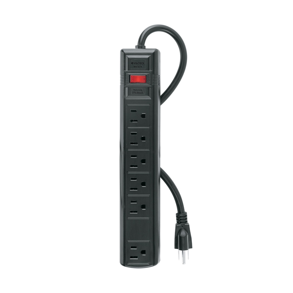 MUL-627N | Multicontacto uso rudo 6 entradas sup. de picos 270 J, negro